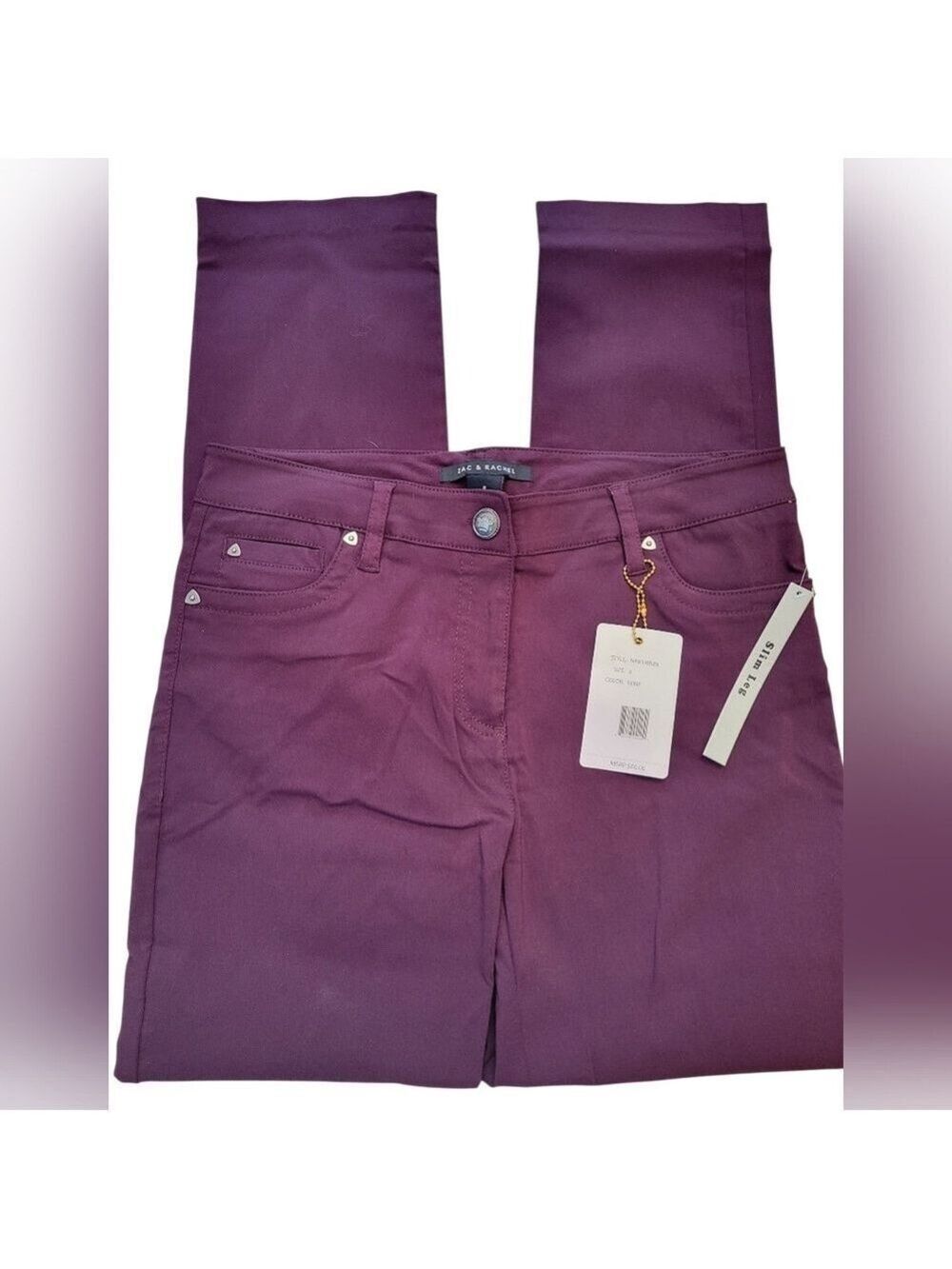 Zac & Rachel Wine Slim LegSize 8 Slacks Pants Classic Office Work Causual